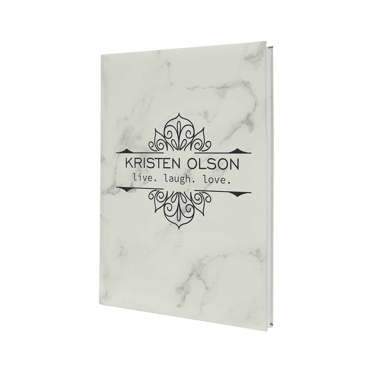 Leatherette Journal with Lined Notepad, White Marble