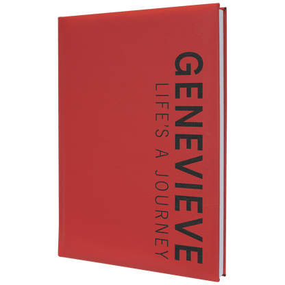 Red Leatherette Journal with Lined Notepad