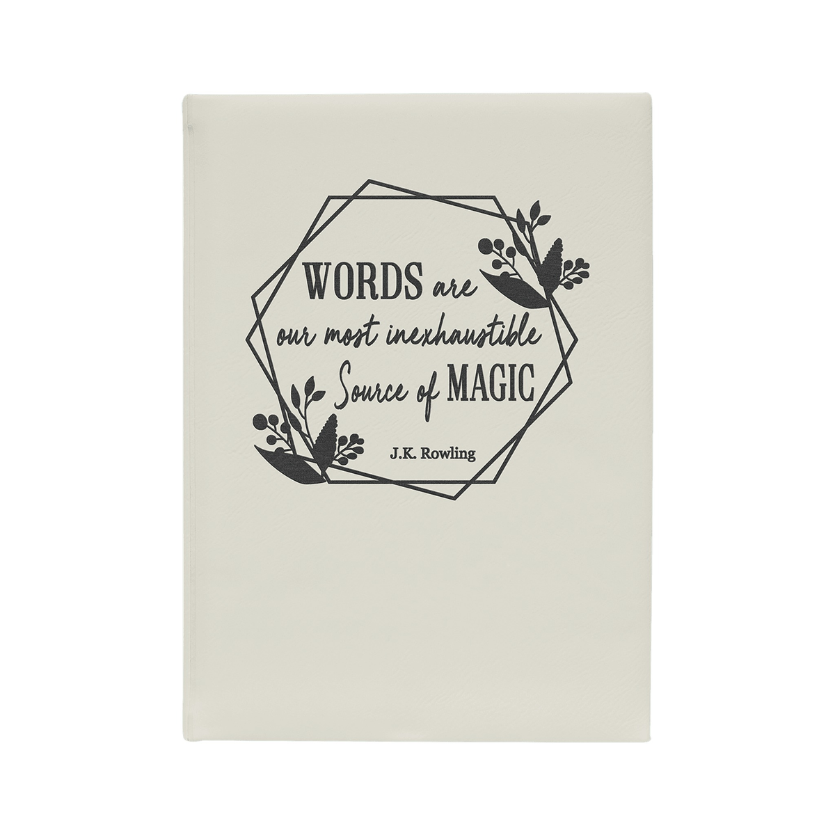 White/Black Leatherette Journal with Lined Notepad