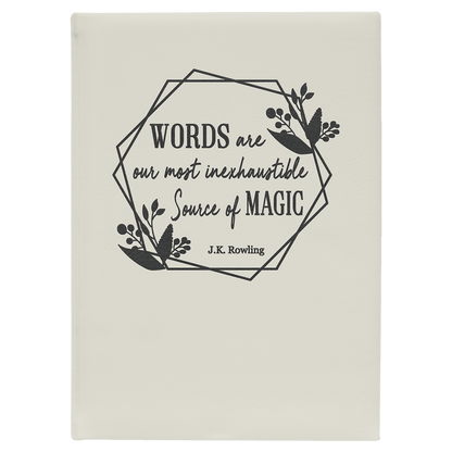 White/Black Leatherette Journal with Lined Notepad