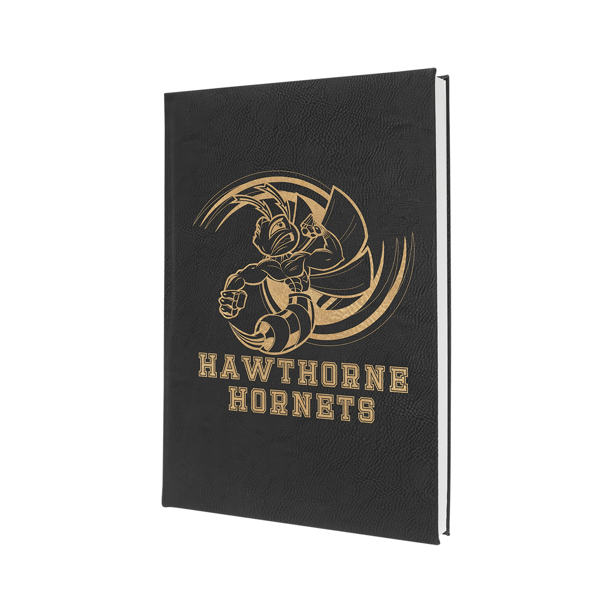 Leatherette Sketch Book with Unlined Notepad, Black/Gold