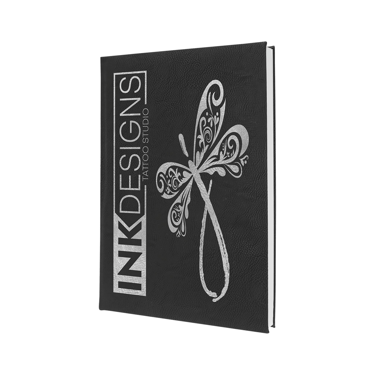 Leatherette Sketch Book with Unlined Notepad, Black/Silver