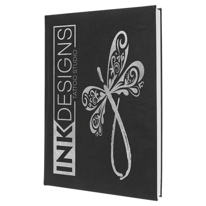 Black/Silver Leatherette Sketch Book with Unlined Notepad