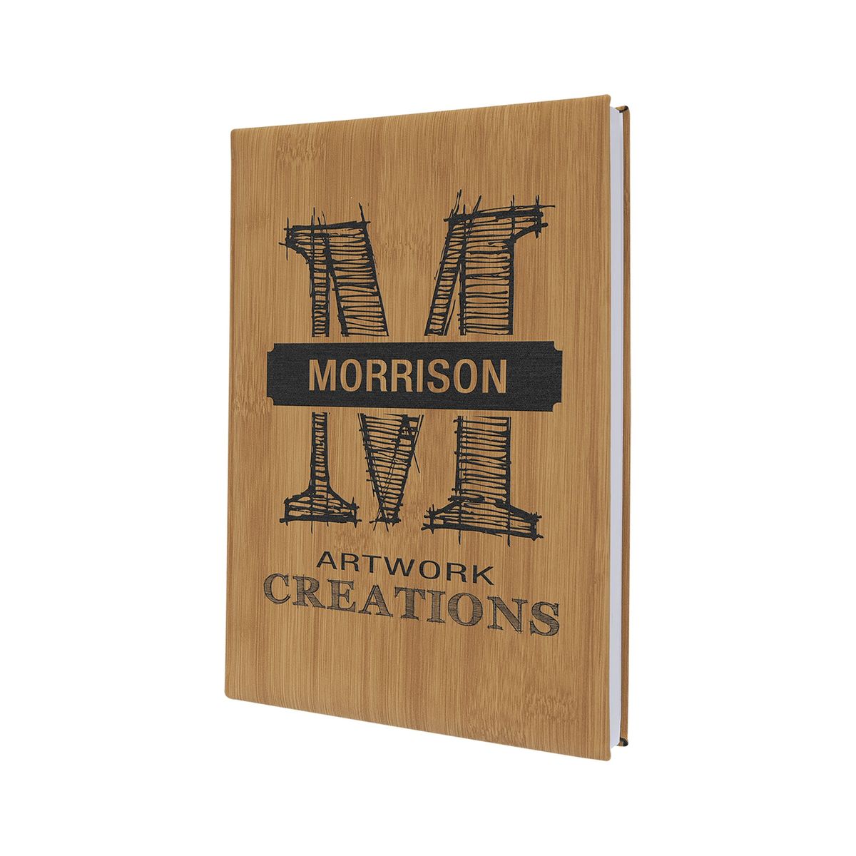 Leatherette Sketch Book with Unlined Notepad, Bamboo