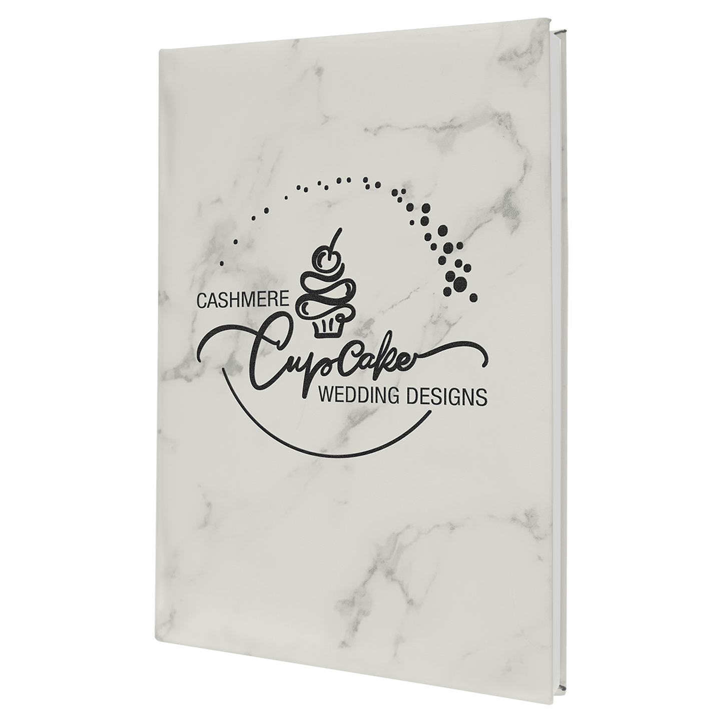 White Marble Leatherette Sketch Book with Unlined Notepad