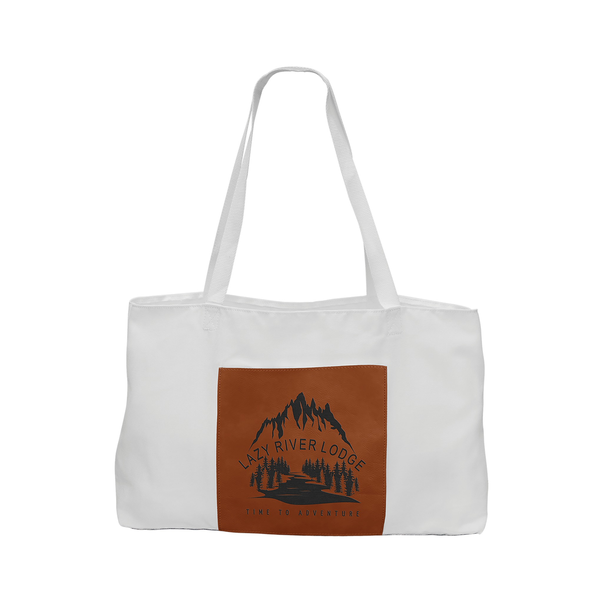 Leatherette Tote Bag with Front Pocket 19" x 12", Rawhide