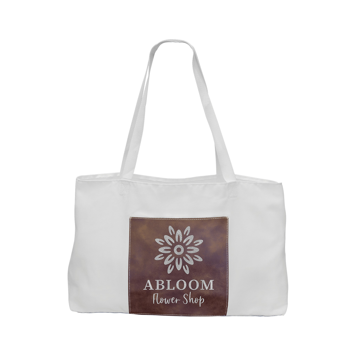 Leatherette Tote Bag with Front Pocket 19" x 12", Rustic/Silver