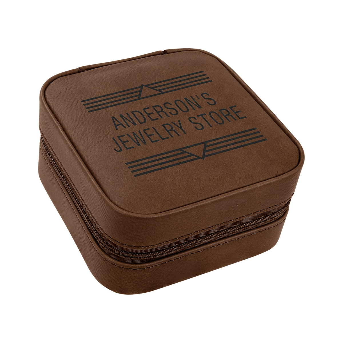 Leatherette Travel Jewelry Box with Tan Lining 4" x 4"