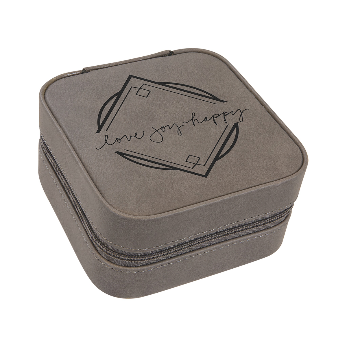 Leatherette Travel Jewelry Box with Tan Lining 4" x 4"