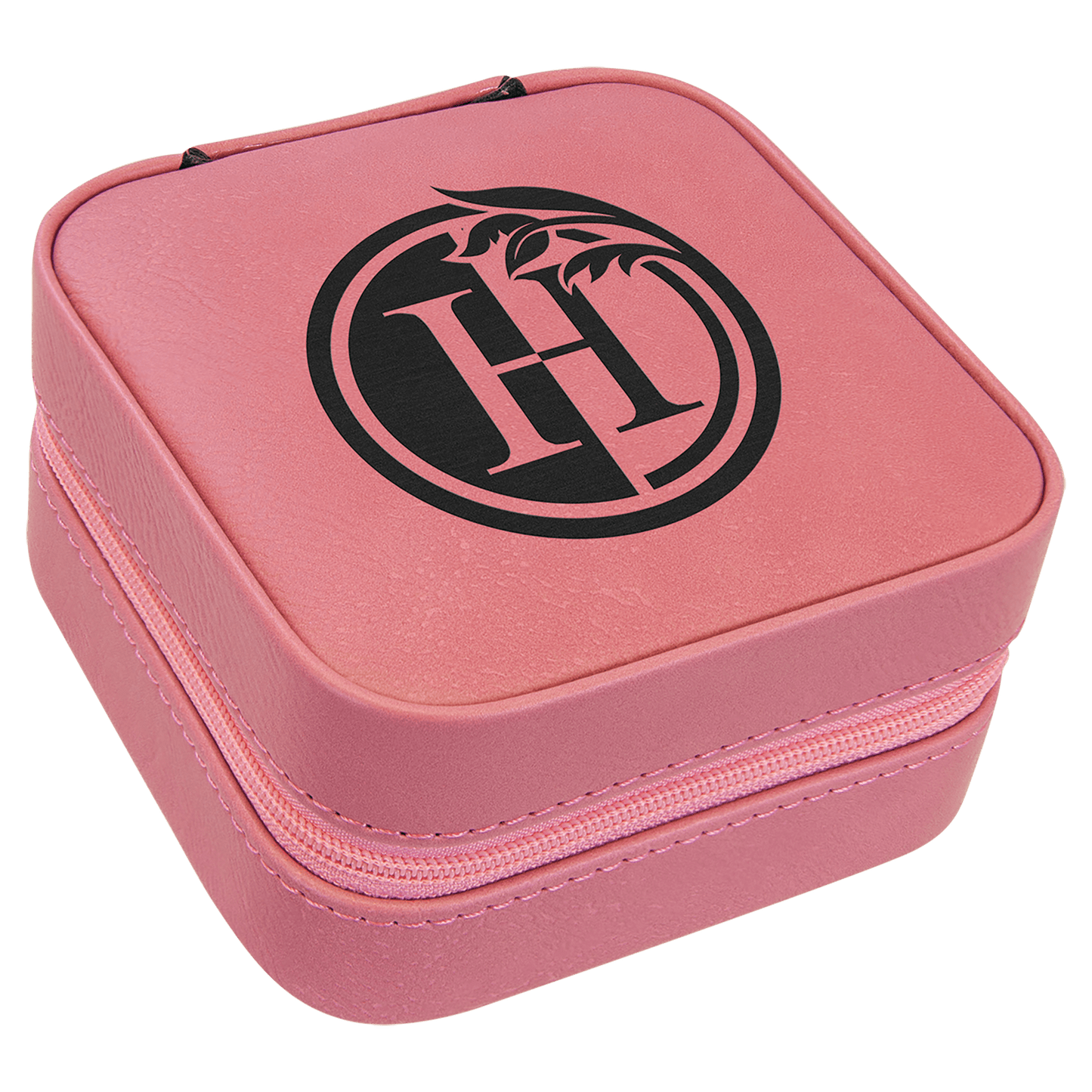 Leatherette Travel Jewelry Box with Tan Lining 4" x 4"
