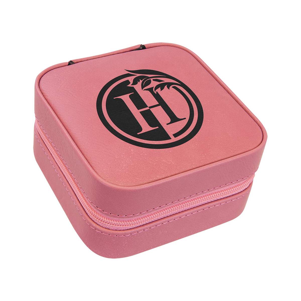 Leatherette Travel Jewelry Box with Tan Lining 4" x 4"