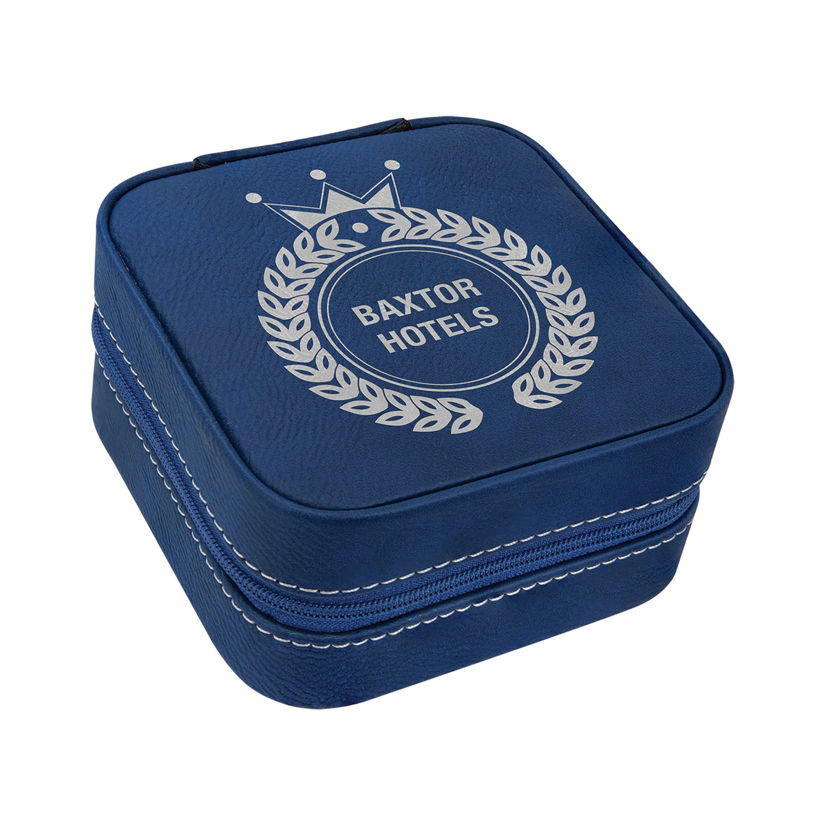 Leatherette Travel Jewelry Box with Tan Lining 4" x 4"