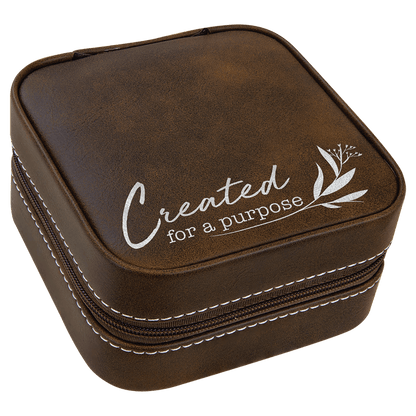 Leatherette Travel Jewelry Box with Black Lining 4" x 4"