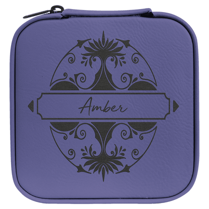 Leatherette Travel Jewelry Box with Black Lining 4" x 4"