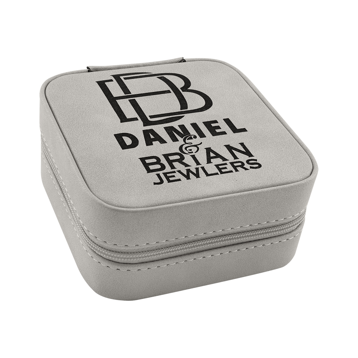 Leatherette Travel Jewelry Box 4" x 4", Light Gray