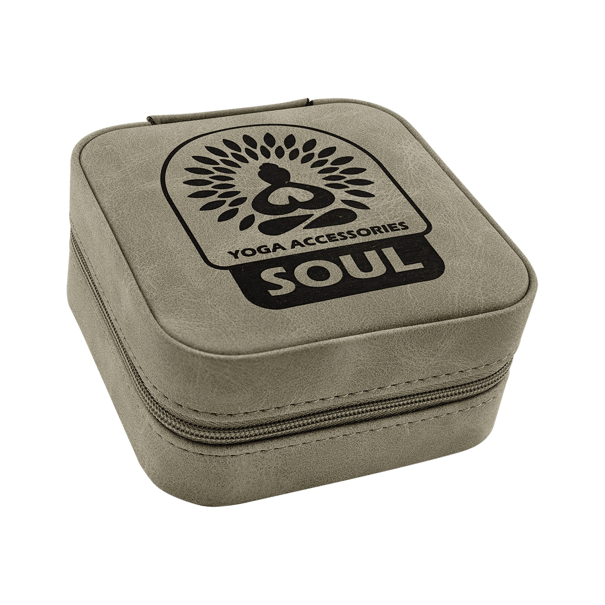 Leatherette Travel Jewelry Box 4" x 4", Light Green
