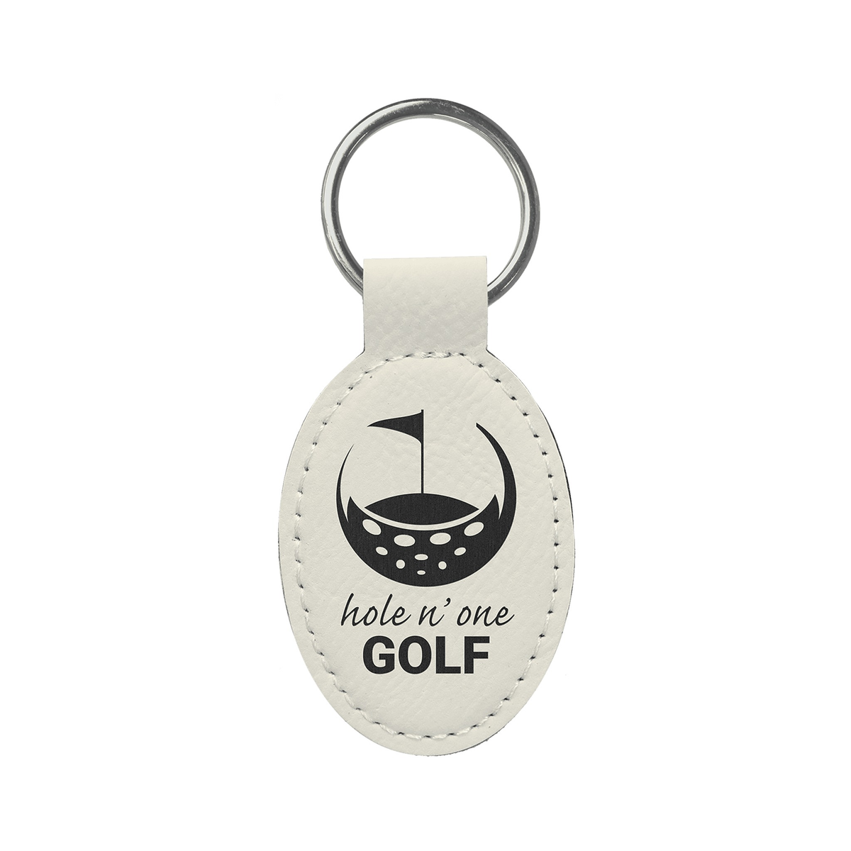 Leatherette Oval Keychain 3" x 1.75"