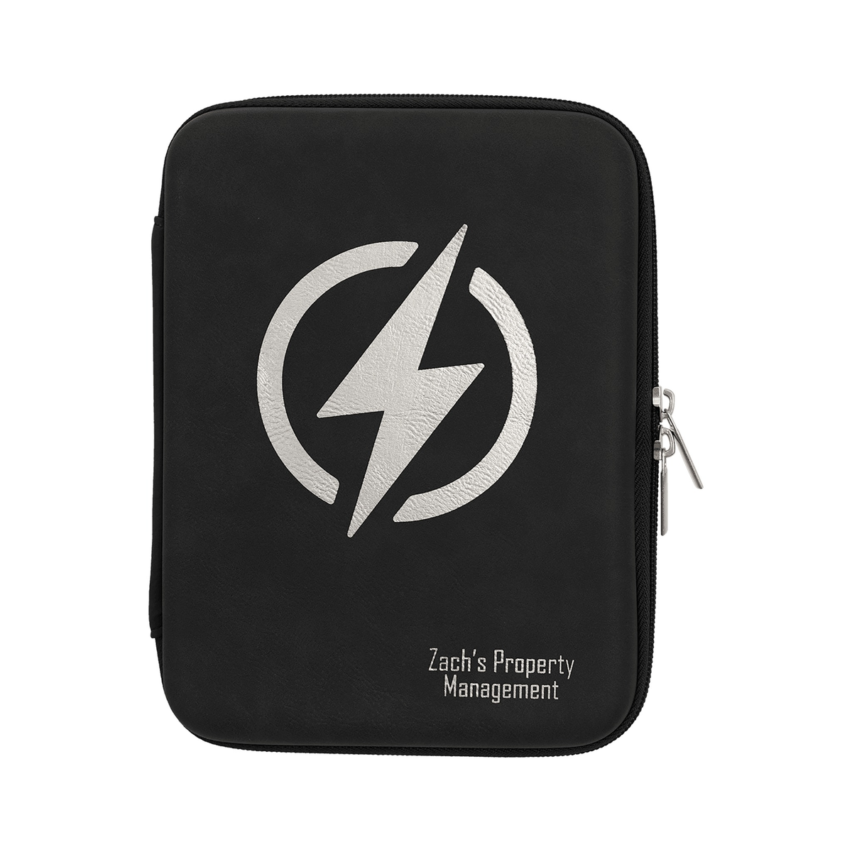 Leatherette Cord Case 8.5" x 6", Black/Silver