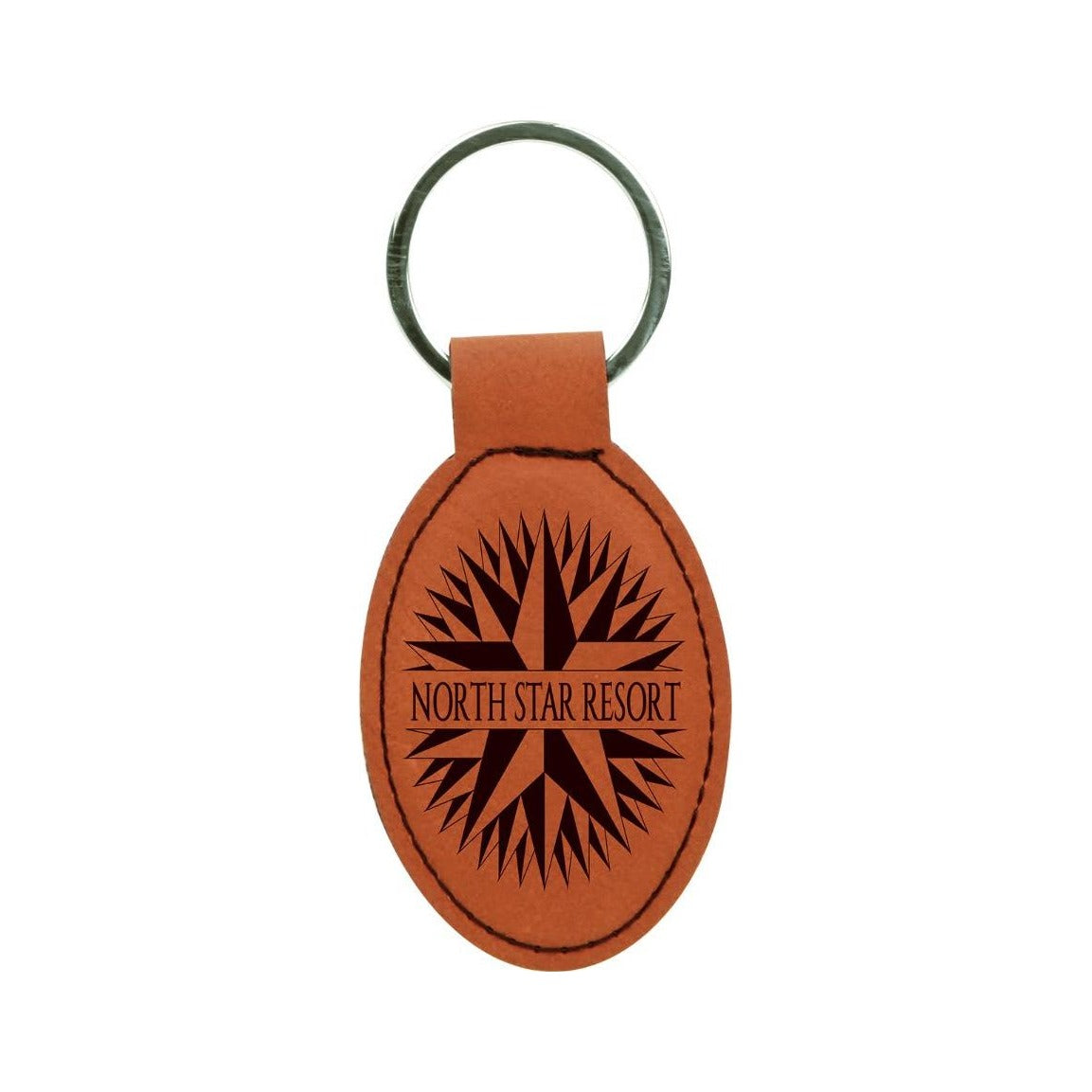 Leatherette Oval Keychain 3" x 1.75"