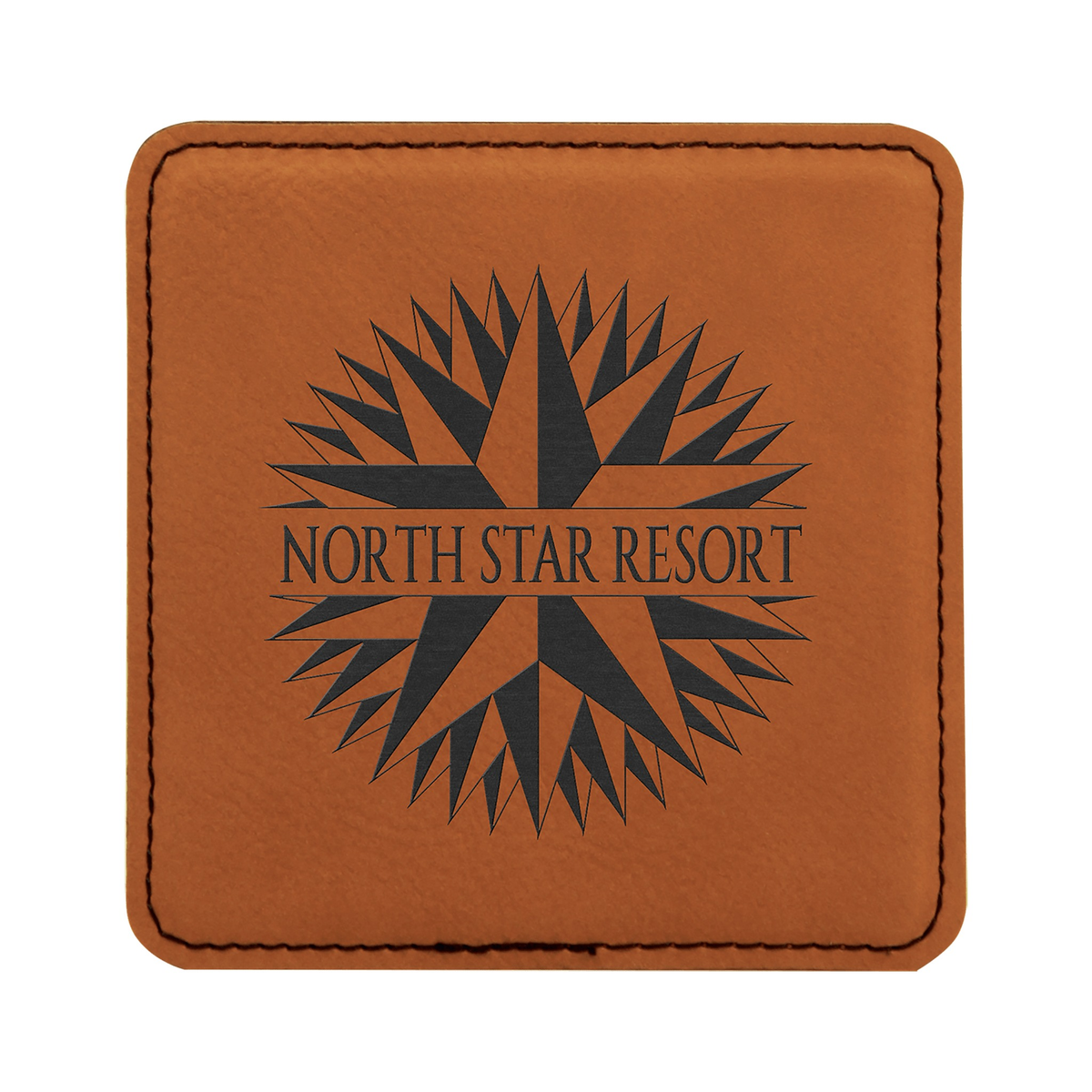 Leatherette Square Coaster 4", Rawhide, Single
