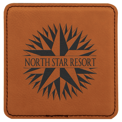 4" Square Rawhide Leatherette Coaster