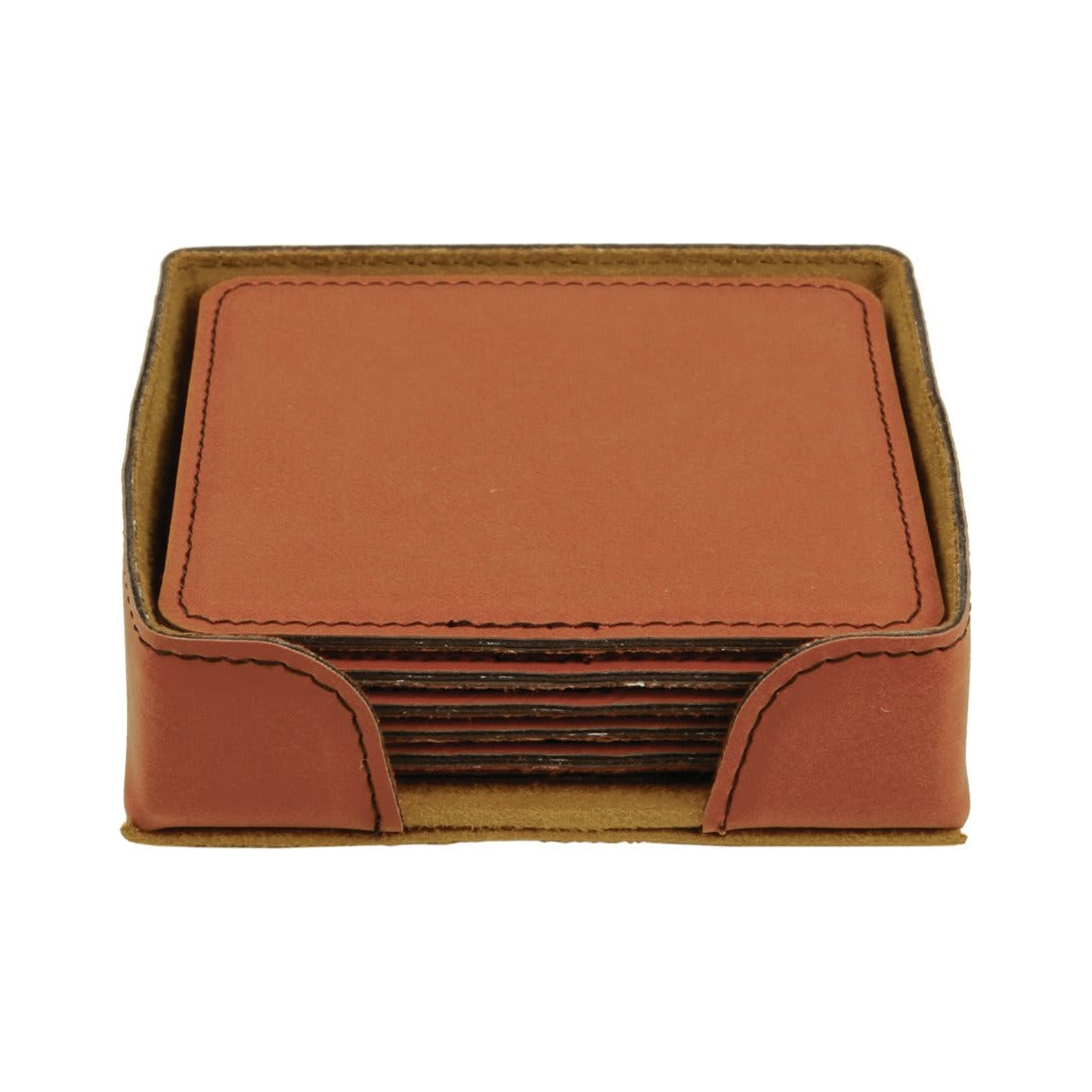 Leatherette Square Coaster 4", Rawhide, Single