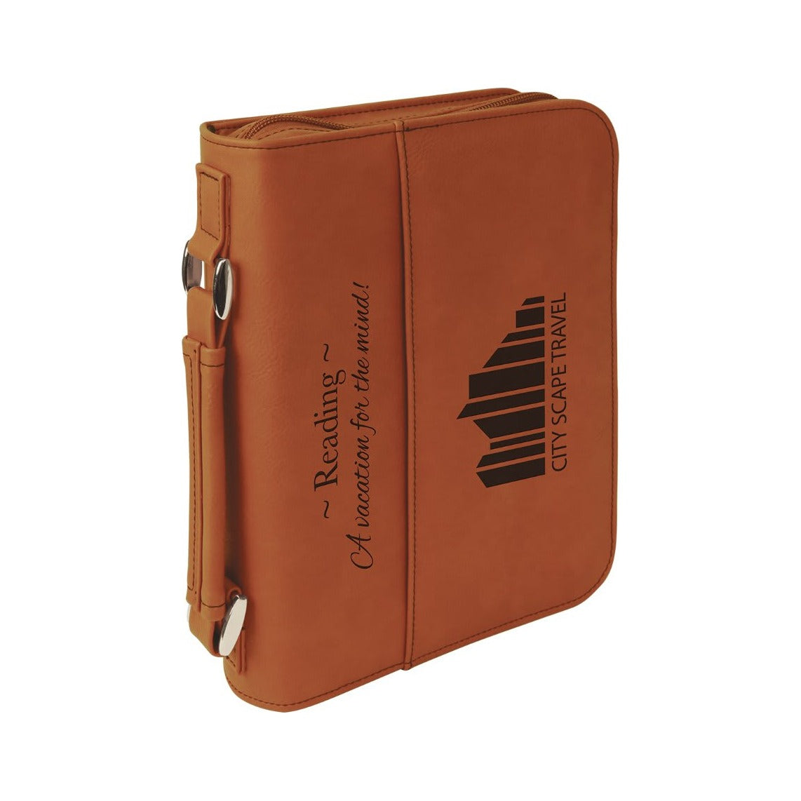 Leatherette Book/Bible Cover with Handle and Zipper, Rawhide
