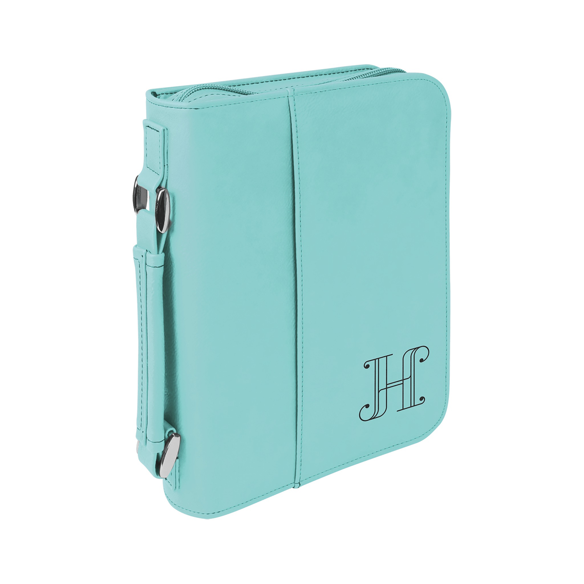Leatherette Book/Bible Cover with Handle and Zipper, Teal