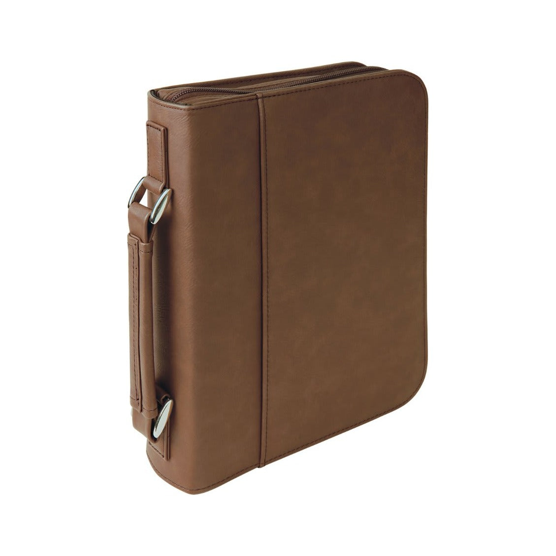 Leatherette Book/Bible Cover with Handle and Zipper, Dark Brown