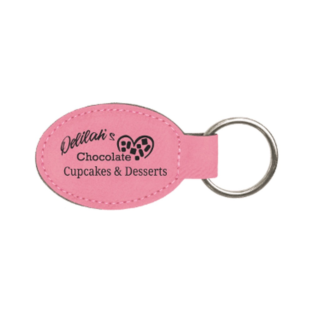 Leatherette Oval Keychain 3" x 1.75"