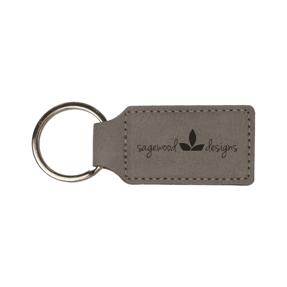 Leatherette Rectangle Keychain 2.75" x 1.25"