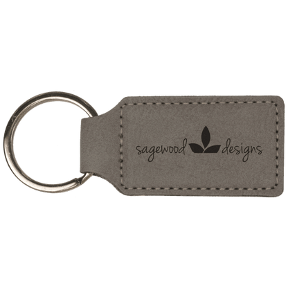 Leatherette Rectangle Keychain 2.75" x 1.25"