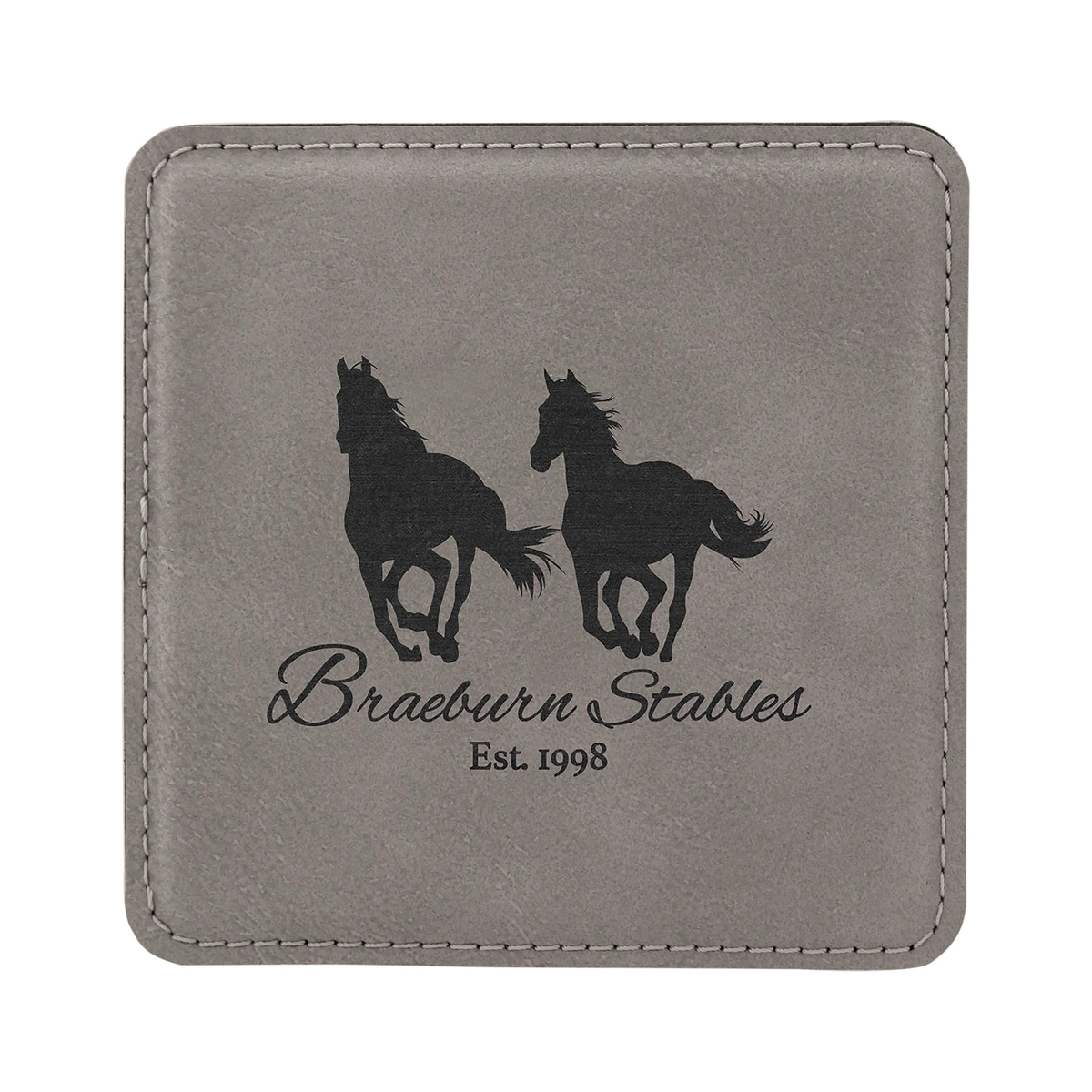 Leatherette Square Coaster 4", Gray, Single