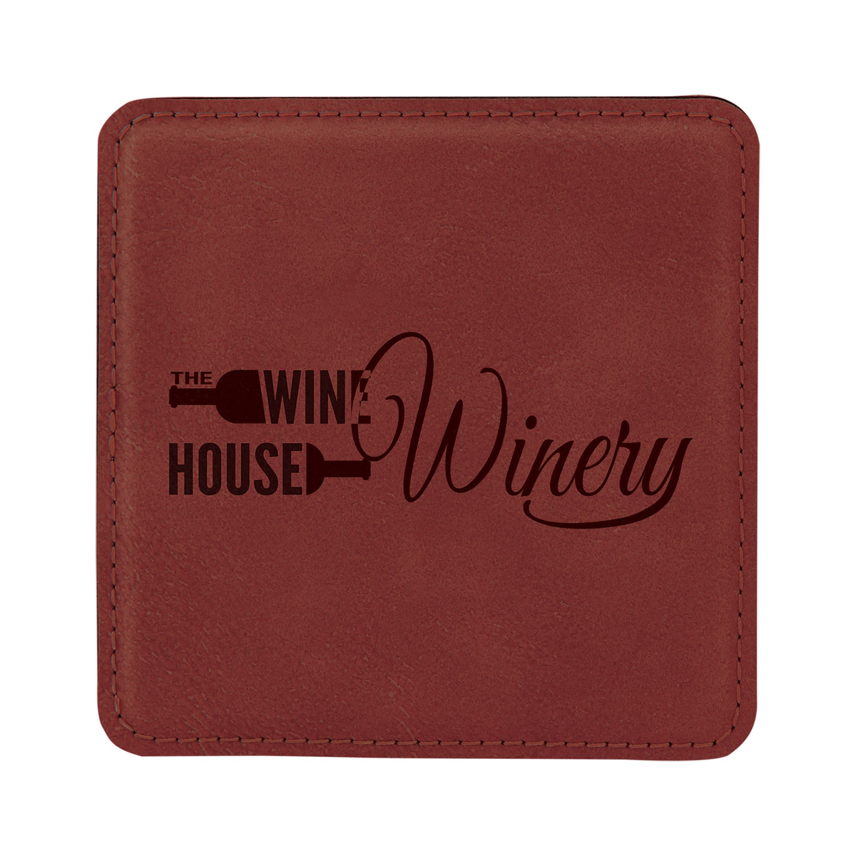 Leatherette Square Coaster 4", Rose, Single