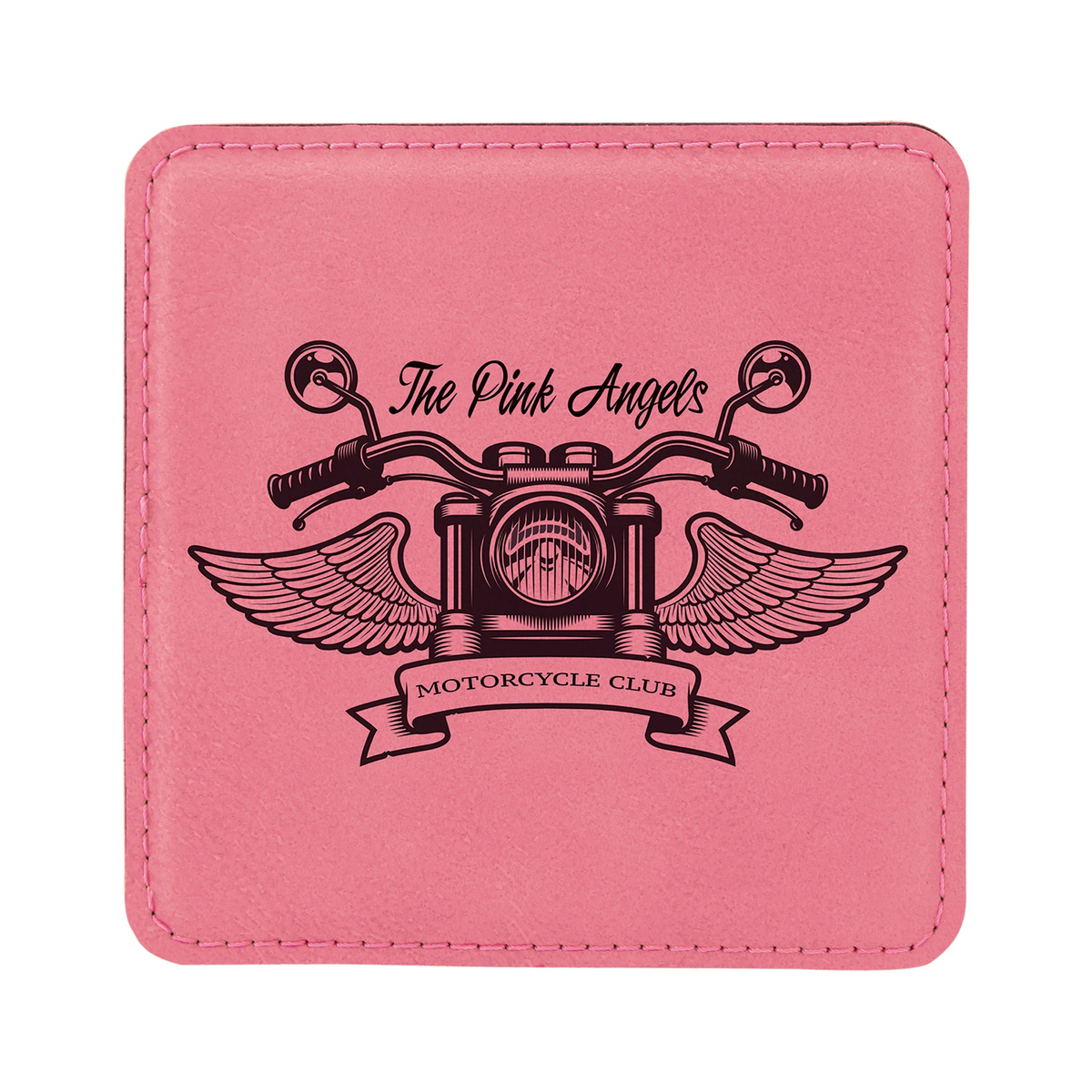Leatherette Square Coaster 4", Pink, Single