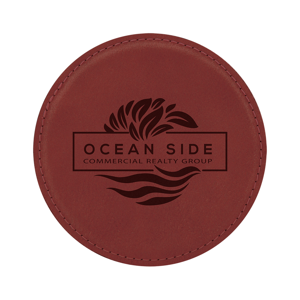 Leatherette Round Coaster 4", Rose, Single