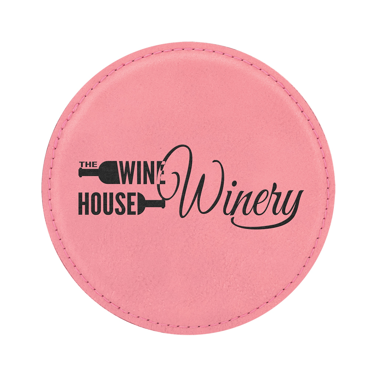 Leatherette Round Coaster 4", Pink, Single
