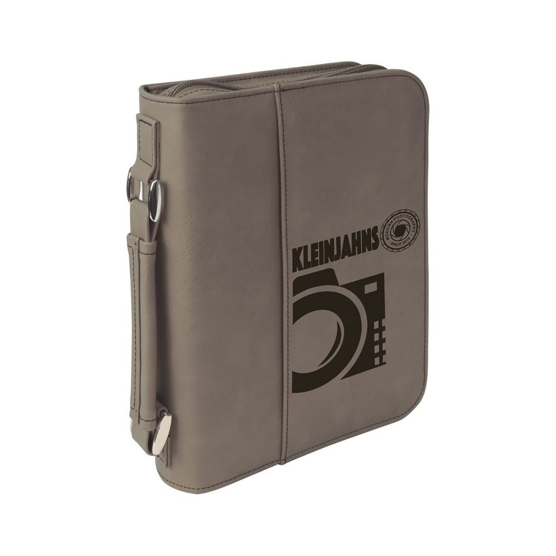 Leatherette Book/Bible Cover with Handle and Zipper, Gray