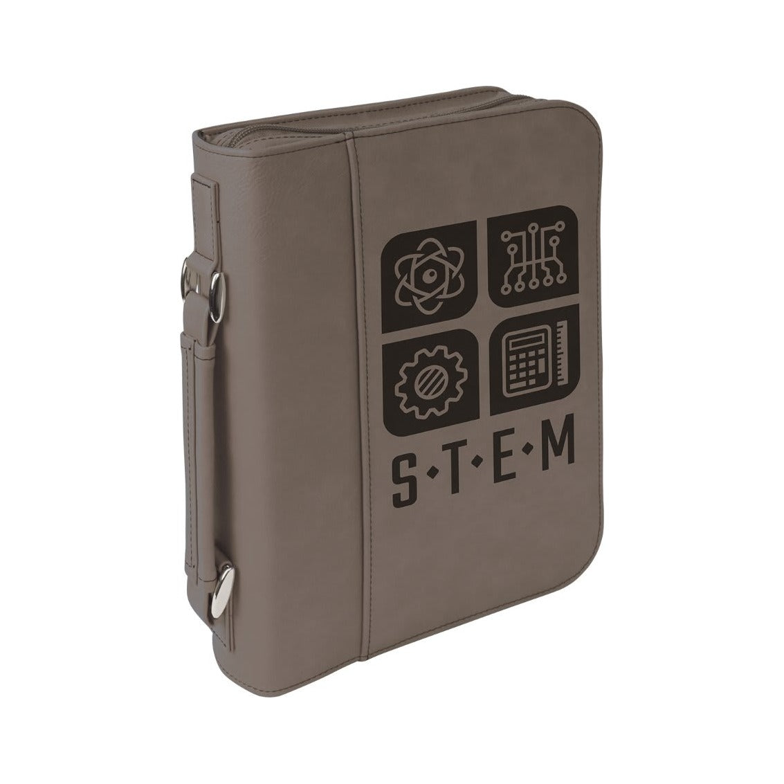 Leatherette Book/Bible Cover with Handle and Zipper, Gray