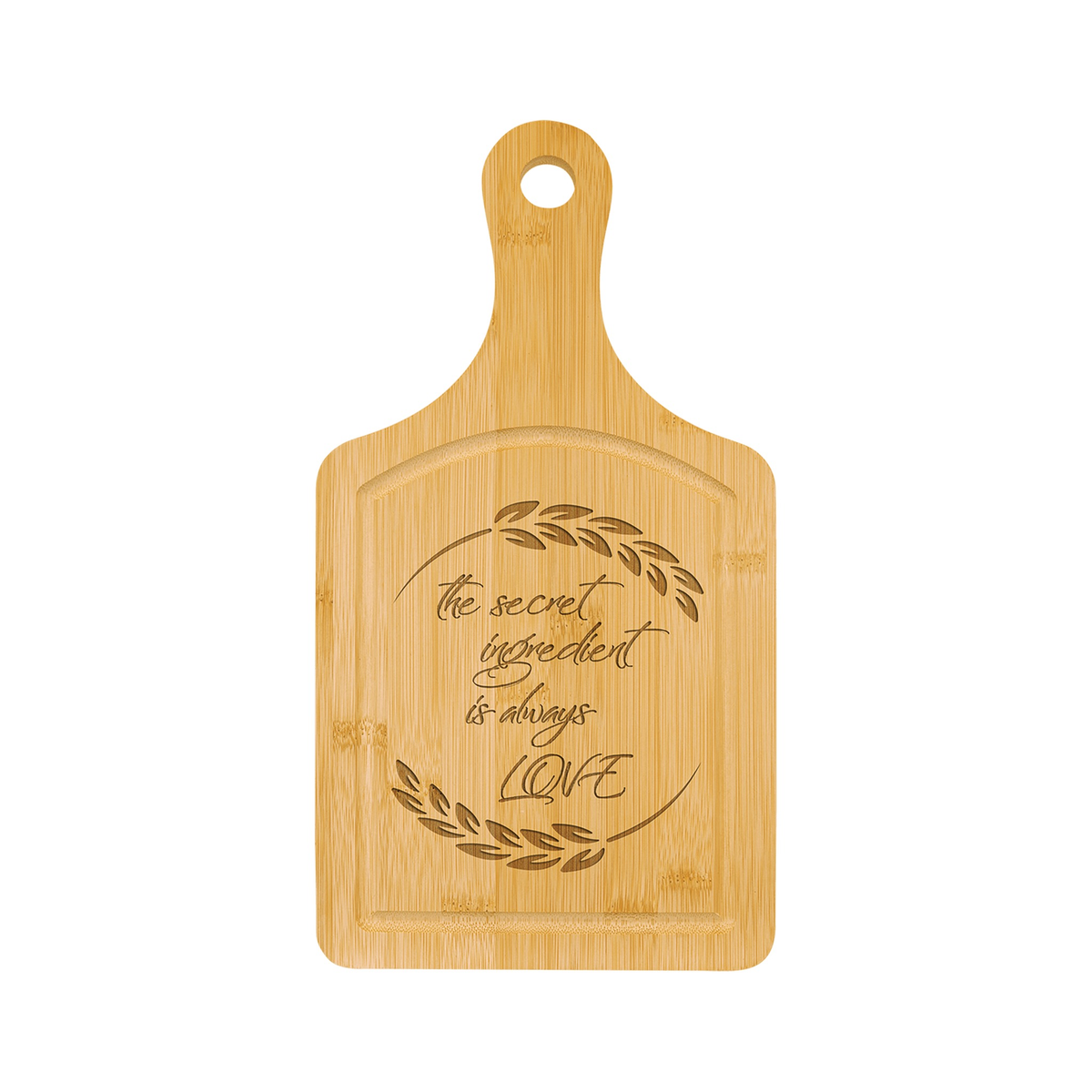 Bamboo Cutting Board Paddle Shape with Drip Ring