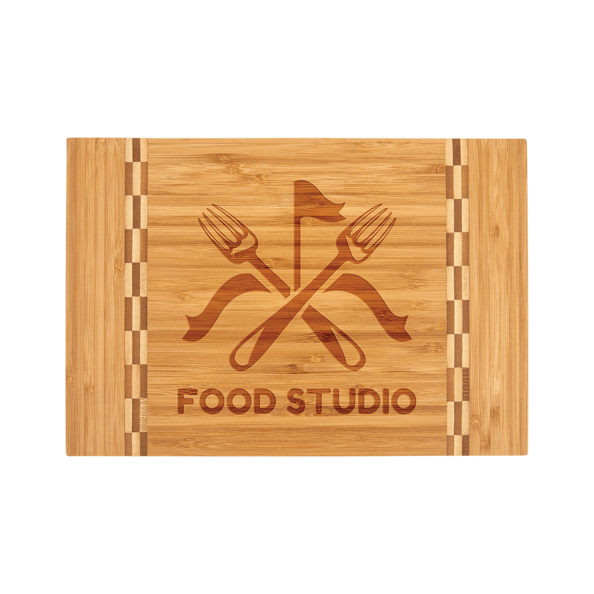 Bamboo Cutting Board with Butcher Block Inlay