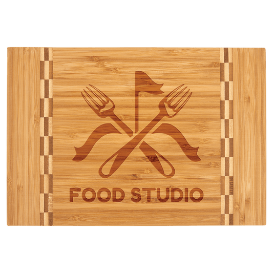 Bamboo Cutting Board with Butcher Block Inlay