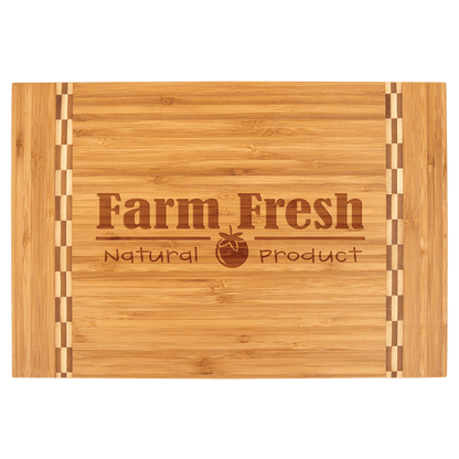 Bamboo Cutting Board with Butcher Block Inlay