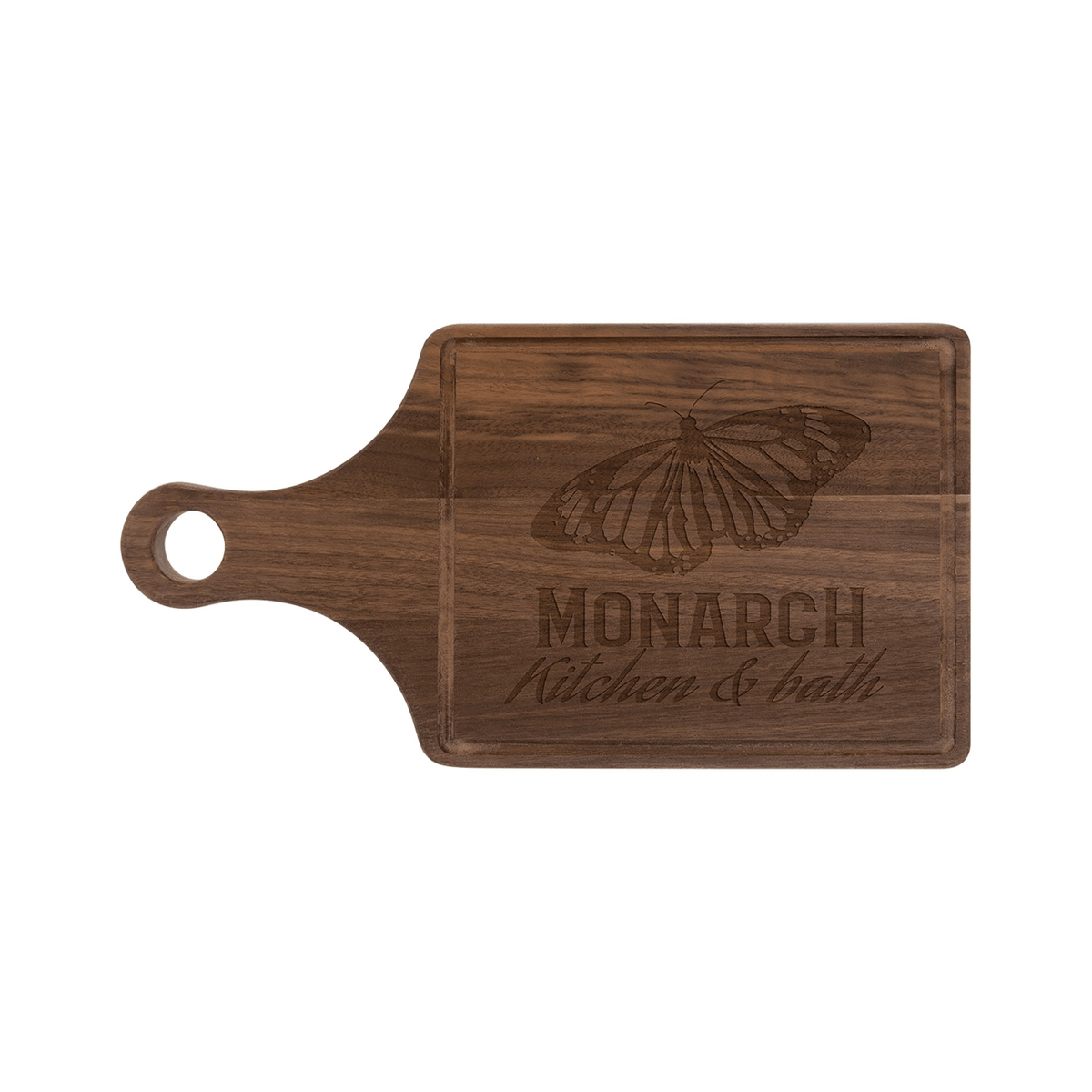 Walnut Cutting Board Paddle Shape with Drip Ring, 13.5" x 7"