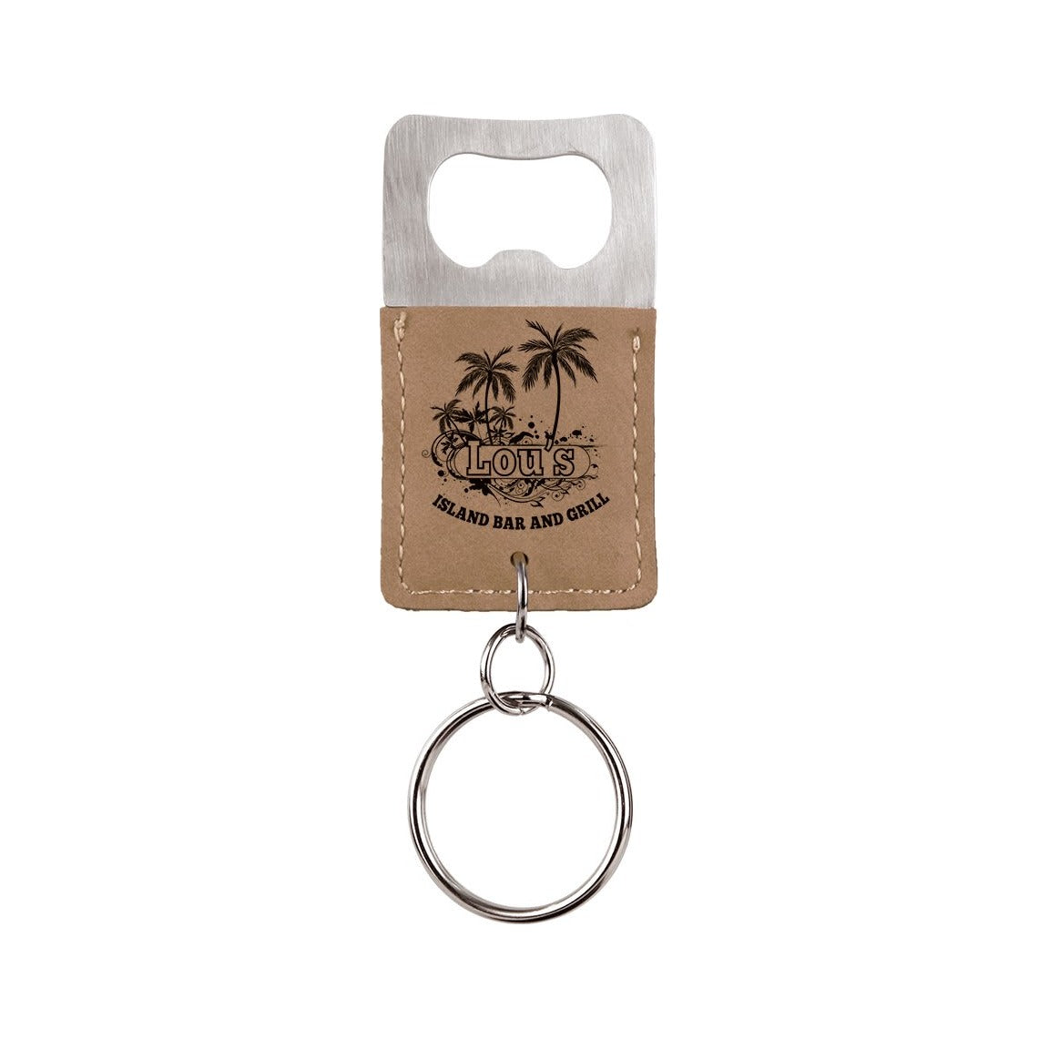 Rectangle Leatherette Bottle Opener Keychain