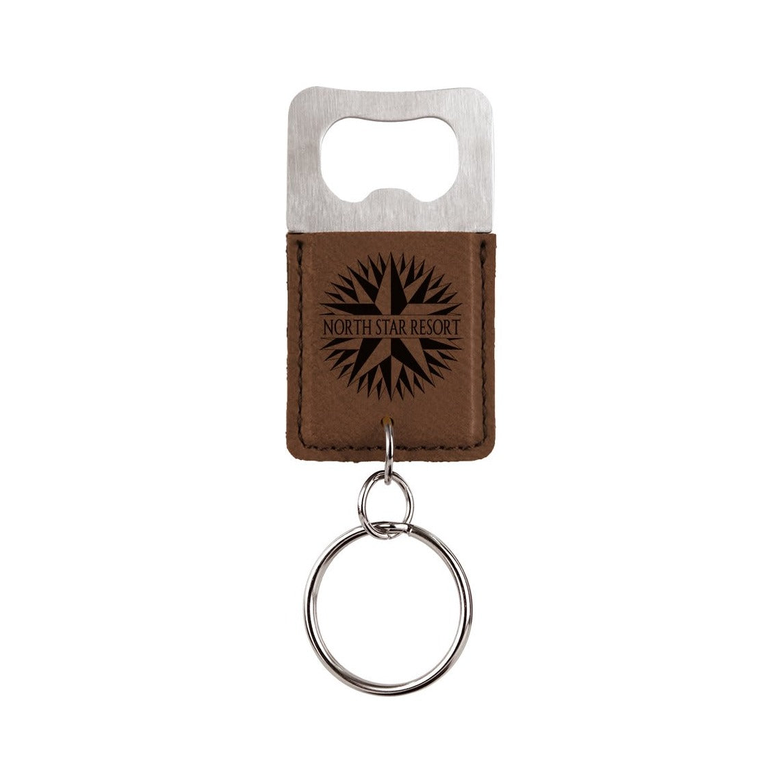 Rectangle Leatherette Bottle Opener Keychain