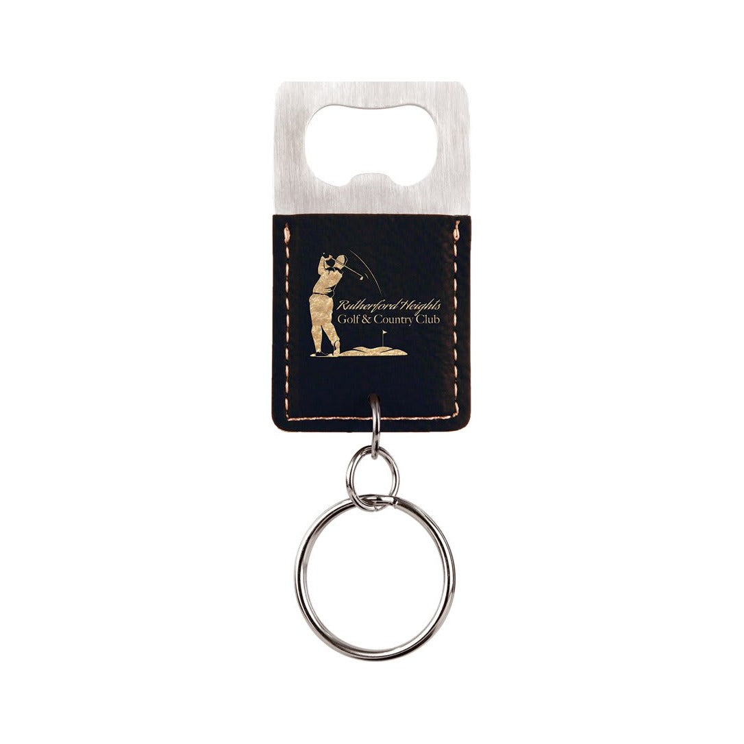 Rectangle Leatherette Bottle Opener Keychain