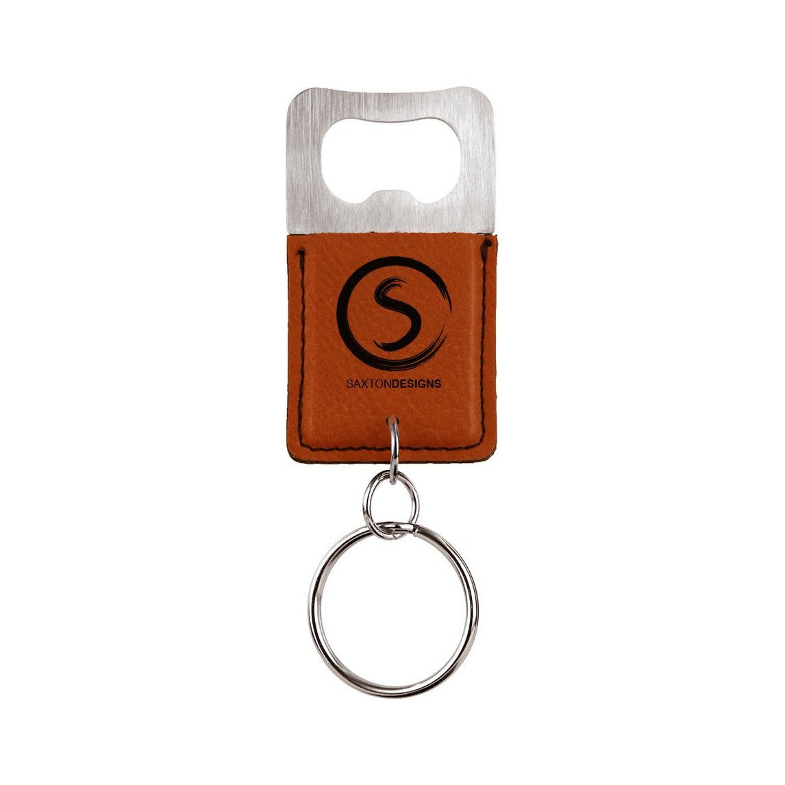 Rectangle Leatherette Bottle Opener Keychain