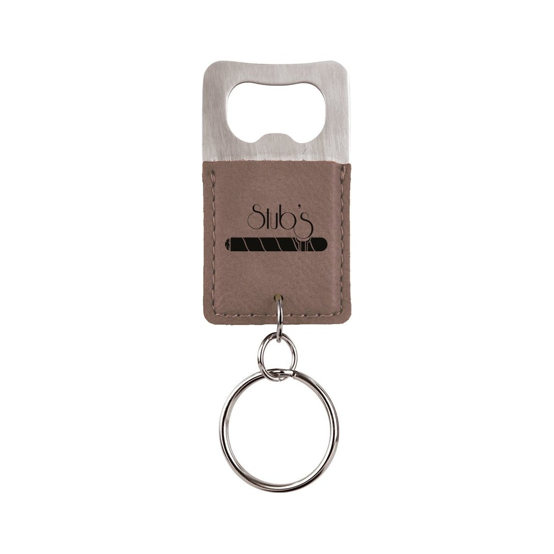 Rectangle Leatherette Bottle Opener Keychain