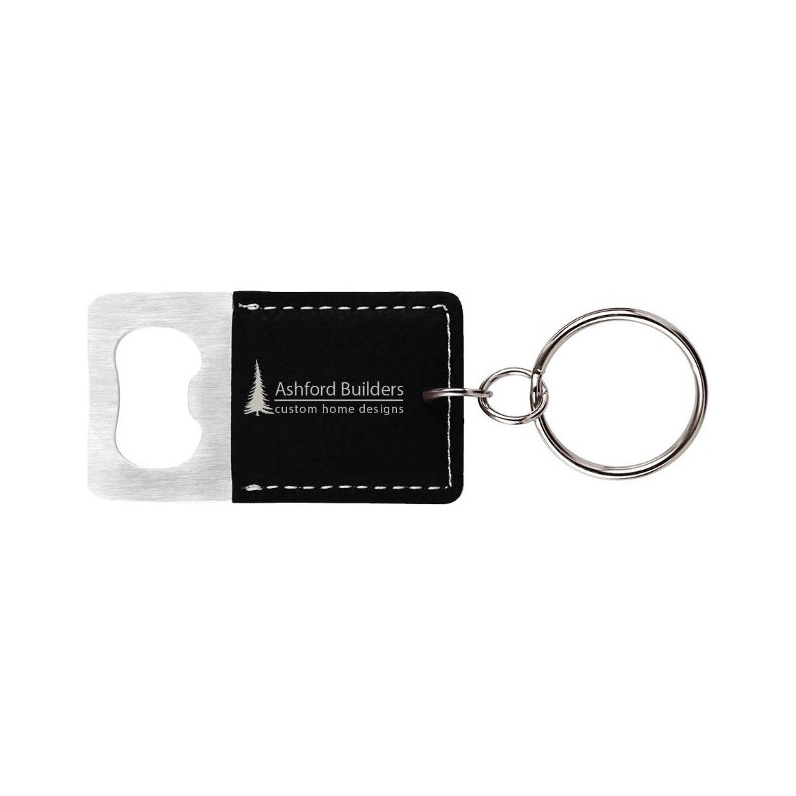 Rectangle Leatherette Bottle Opener Keychain